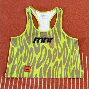 rnnr Neon Zebra Racerback Crop Top - Lime Green